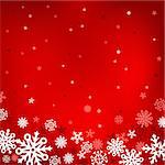 The white snow on the red mesh background, winter and Cristmas theme