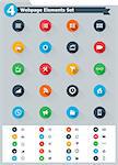 Set of the simple flat webpage elements icons