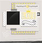 Gray and Yellow Design Elements: Scrap template with blank space for your photos or text