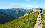 Tatra Mountain, Poland, view from Kasprowy Wierch mount and family on path