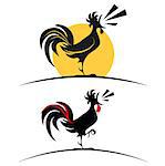 A rooster on the white background (the vector ilustration)