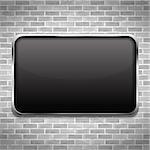 Black frame on brick wall, vector eps10 illustration