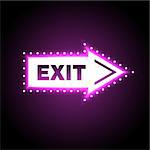 Glossy arrow with exit message. Vector Background