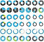 Round infographic elements and pie charts