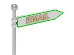 3d rendering of sign with gold "EMAIL", Isolated on white background