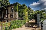 River Spree Embankment and House with Grape Vines, Berlin, Germany