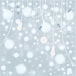 Snowy background, with bokeh and stars for christmas card.