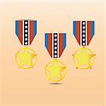 Star medal award with neck strap, stock vector