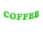 COFFEE sign with green word on isolated white background