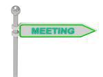 3d rendering of sign with green "MEETING", Isolated on white background
