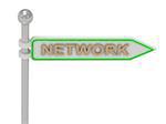 3d rendering of sign with gold "NETWORK", Isolated on white background
