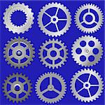 Vector illustration of the various gears. This file is vector, can be scaled to any size without loss of quality.