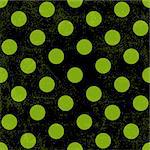 Seamless grungy black pattern with green polka dots and spots (vector EPS 10)