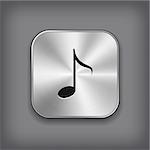 Music note icon - vector metal app button