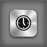 Clock icon - vector metal app button