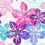 Seamless floral spring pattern with pastel translucent colorful flowers and curls (vector EPS 10)