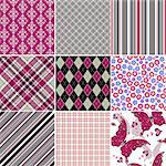 Collection seamless vintage colorful patterns (vector)