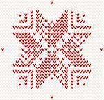 Red knitted snowflake. Vector Seamless background in red color