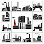 Factory and industry icons. Vector set