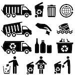 Recycling and trash icons for clean environment
