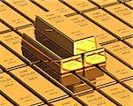 Big Set of Gold bars. Close up Image