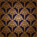 Damask seamless floral pattern. Royal wallpaper. Floral ornaments on a blue background. EPS 10
