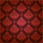 Damask seamless floral pattern. Royal wallpaper. Flowers, crowns on a background. EPS 10