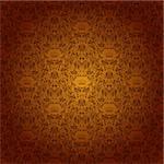 Damask seamless floral pattern. Royal wallpaper. Flowers, crowns on a gold background. EPS 10