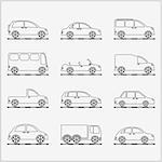 Cars outline icons, vector eps10 illustration