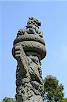 the ancient lion who protect the Chinese temple entrance