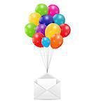 Envelope with Balloons Vector Illustration