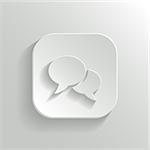 Speech icon - vector white app button with shadow