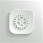 Gear icon - vector white app button