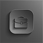 Briefcase icon - vector black app button with shadow