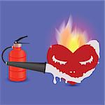 colorful illustration with extinguisher and heart for your design