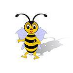 A funny cartoon bee isolated on a white background. Vector-art illustration