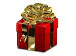 3d illustration of a holiday gift in golden packing