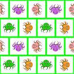 Design seamless colorful geometric background. Checked pattern with a cute octopus. Vector art