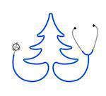 Stethoscope in shape of tree in blue design on white background