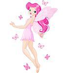 Illustration of a cute pink flying fairy