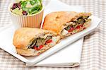 Italian ciabatta panini sandwichwith with vegetable and feta cheese