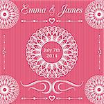 Template for wedding invitation card with lace ornaments