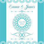 Vintage wedding card or invitation with lace ornaments