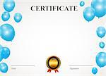 Certificate with balloons template vector illustration