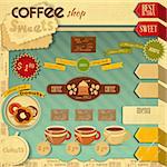 Vintage Design of Coffee and Sweet Shop in Retro style. Vector illustration.