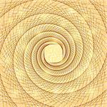 Shiny Gold Abstract Spiral Doodle Card. Vector Background Illustration