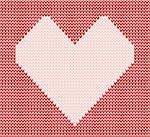 Red knitted pattern with heart. seamless vector illustration