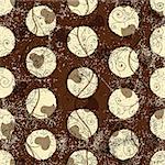 Seamless grungy brown pattern with white polka dots (vector eps 10)