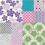 Collection ten seamless vintage colorful patterns (vector)