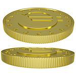 Gold euro. Isolated render on a white background